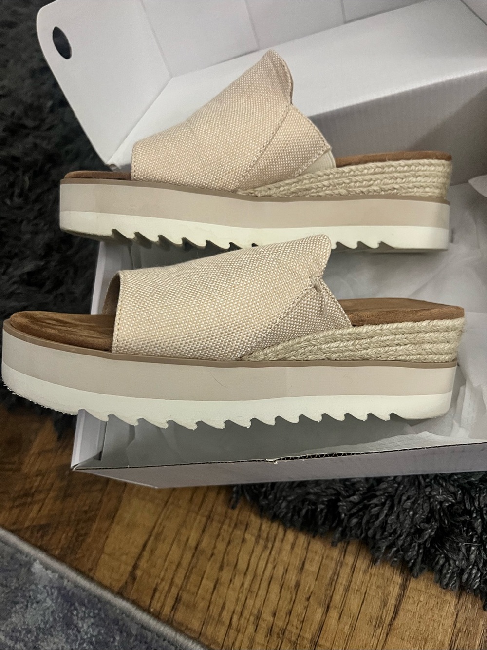 Dream Pairs Neutral champagne Espadrille Platform Slide Sandals
